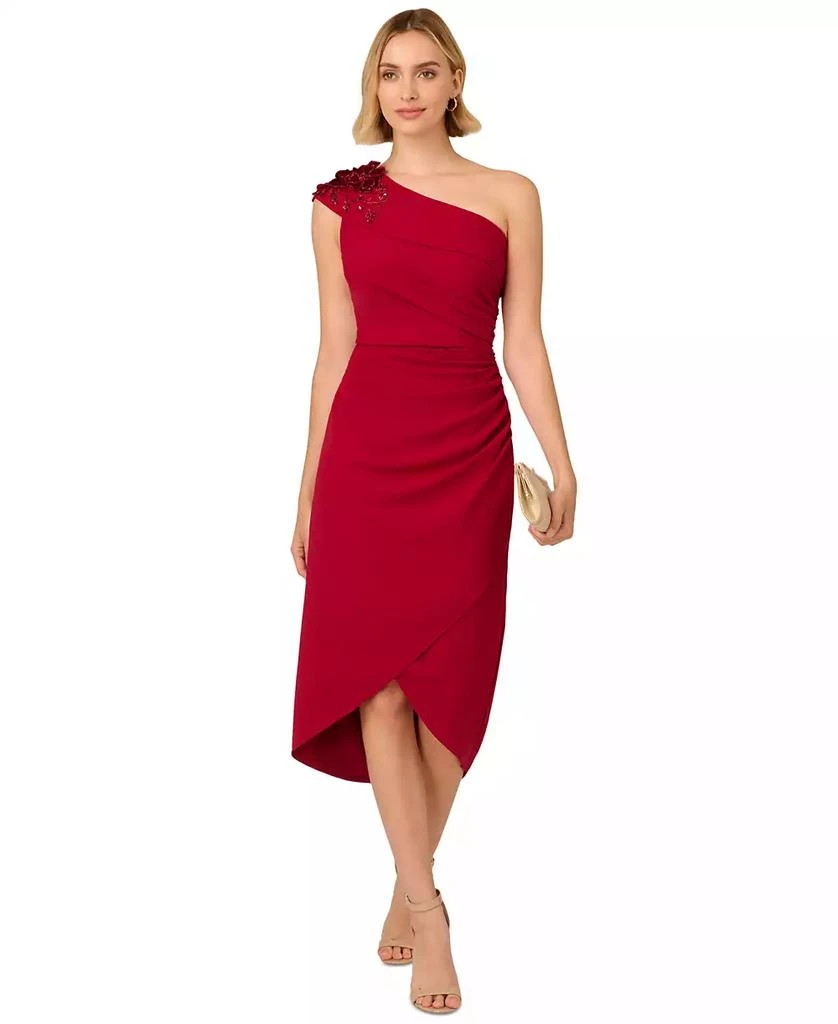 Adrianna Papell Women's Beaded Crepe Faux-Wrap Dress 1