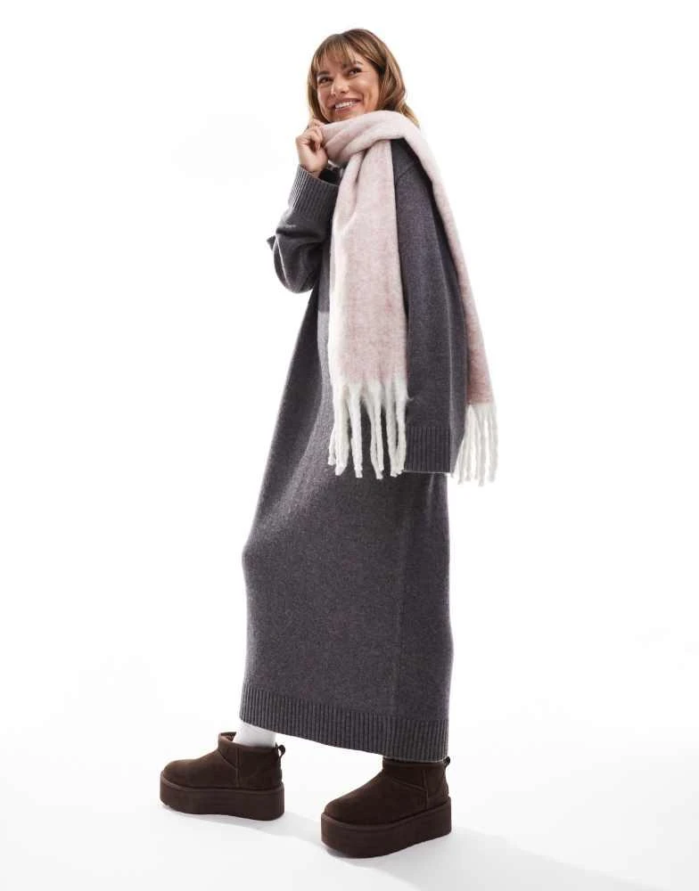 ASOS ASOS DESIGN brushed scarf with two tone pink and white tassel design 3