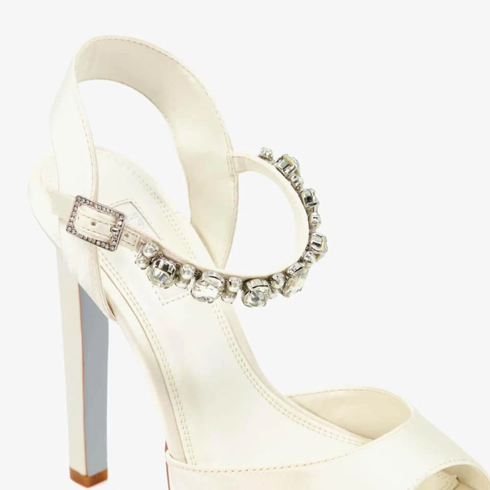 Dune DUNE LONDON MIRACLE EMBELLISHED SATIN HEELED PLATFORM SANDALS 4