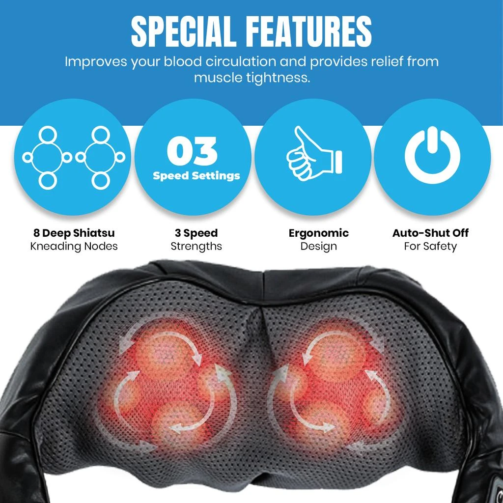 PURSONIC Pursonic 3D Shiatsu Heating Back and Neck Massager 4