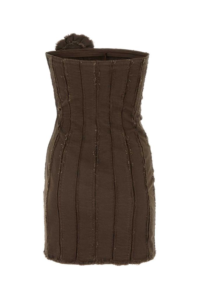 Blumarine Mud Stretch Cotton Mini Dress