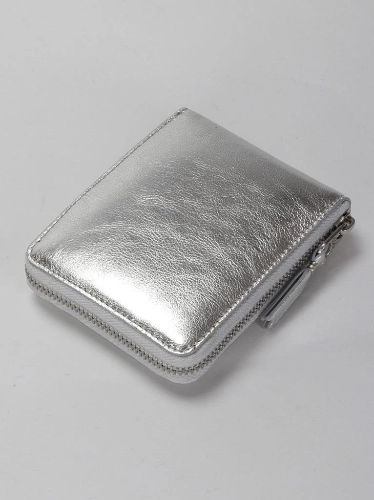 Comme des Garcons Zip-Around Silver Wallet In Smooth Metallic Leather 3