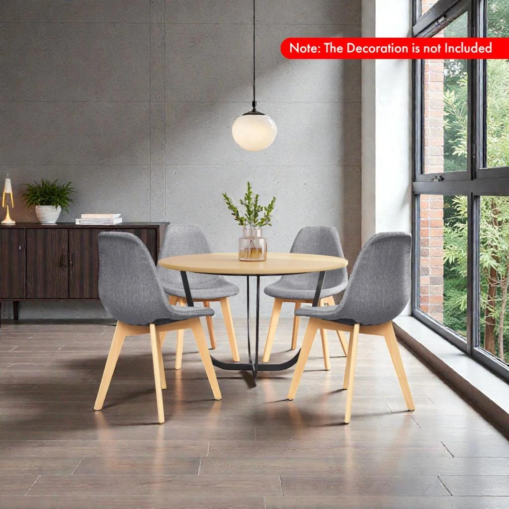 Hivvago Modern 4-Piece Dining Chairs Featuring Fabric Cushions and Wood Base 2