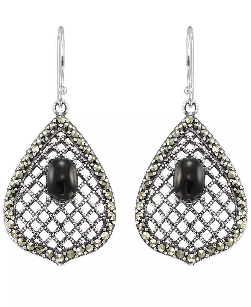 Macy
s Marcasite (0.64 ct. t.w.) and Black Onyx (0.5 ct. t.w.) Drop Earrings in Sterling Silver 2