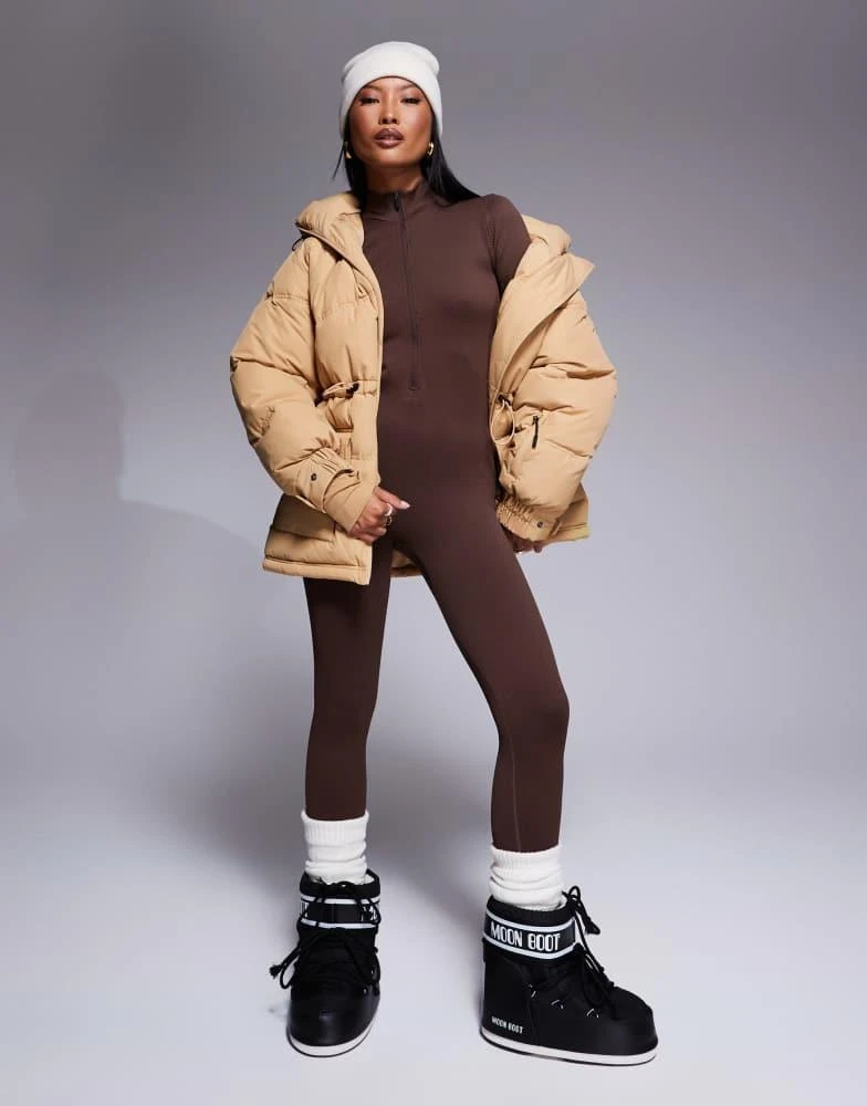 ASOS 4505 Petite Ski seamless thermal base layer all in one in caramel 1