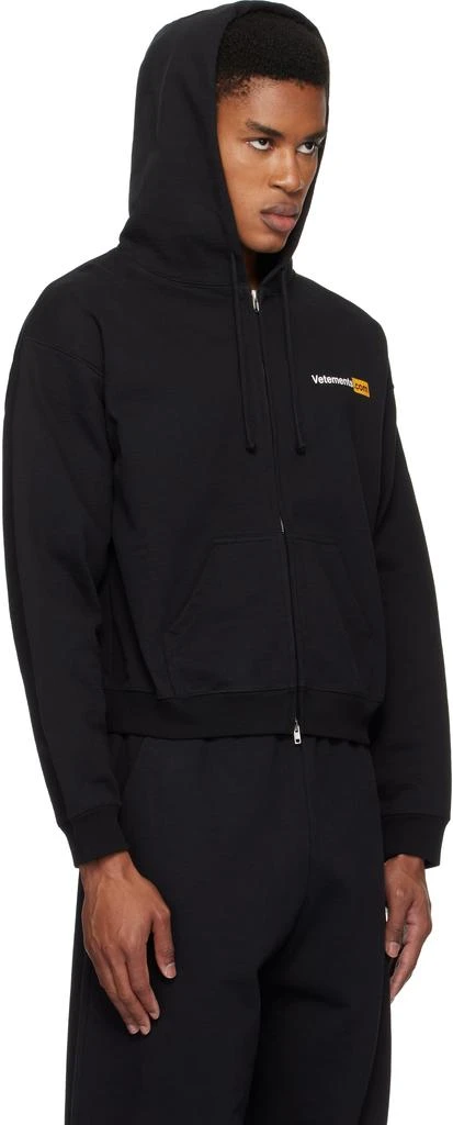 Vetements Black 'Vetements.com' Fitted Zip-Up Hoodie 2