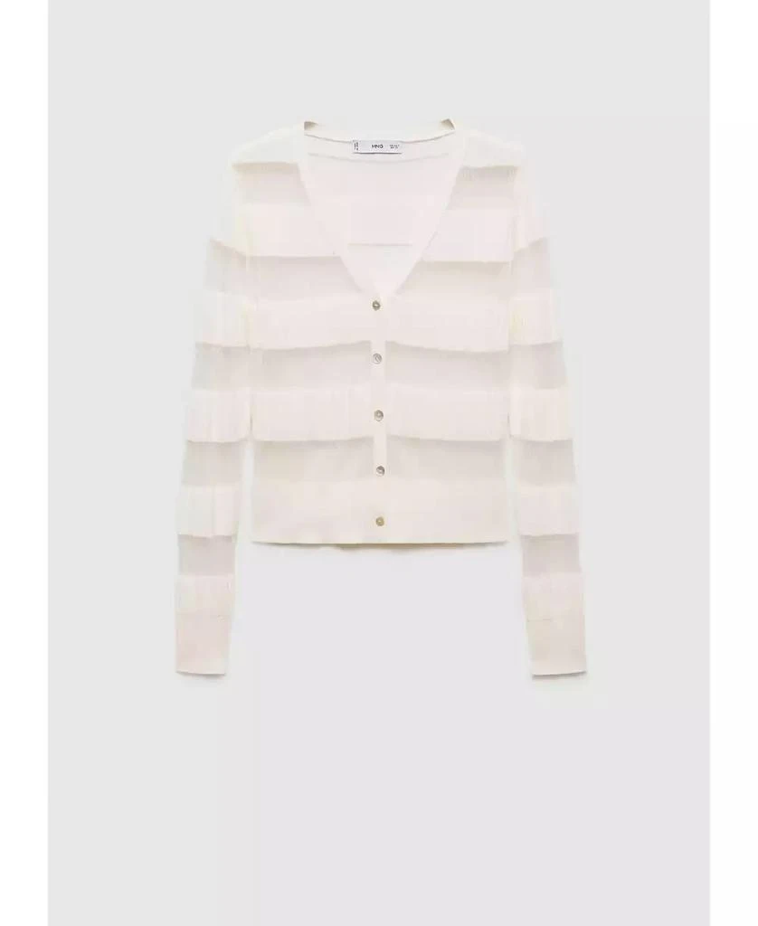 Mango Women's Sheer Textured Cardigan Sweater 1