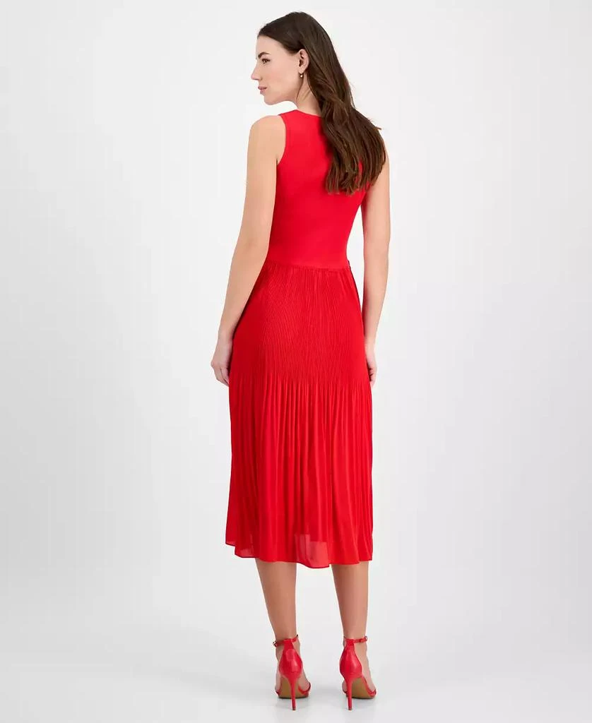 Tahari Women's Ribbed Pleated Sleeveless Fit & Flare Dress 2