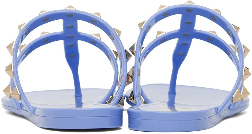 Valentino Blue Rockstud Flat Rubber Sandals 2