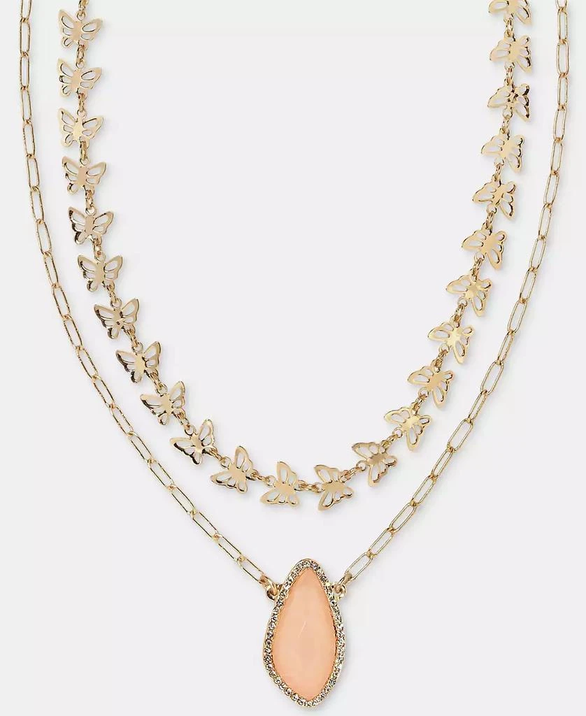 Lonna
Lilly Gold-Tone Pink Stone Butterfly Layered Necklace, 16" + 3" extender