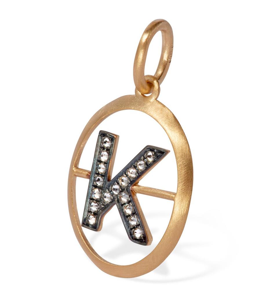 Annoushka Yellow Gold and Diamond K Pendant