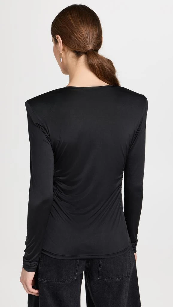 Tibi Micro Jersey Shoulderpad Fitted Crewneck Top 2