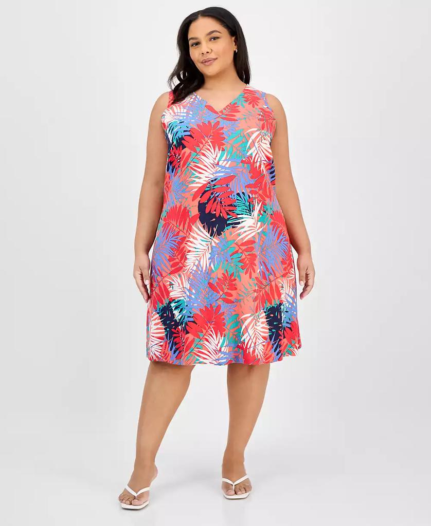 JONES NEW YORK Plus Size Printed Linen-Blend Dress
