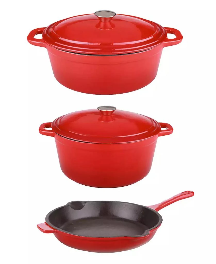 BergHOFF Neo 5pc Cast Iron Oval Dutch Oven Set with 10" Fry Pan, 5qt. 
8qt. 2