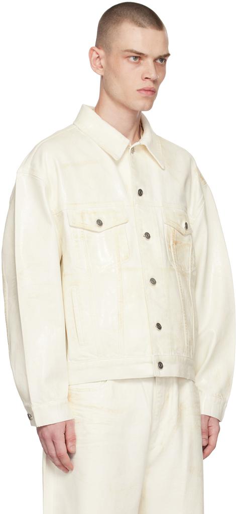 We11done White Foil Coated Trucker Denim Jacket