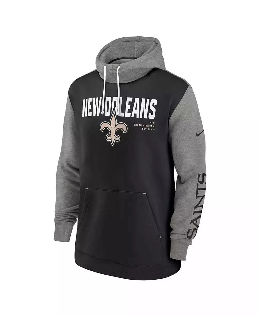 NIKE Men's Black New Orleans Saints Fashion Color Block Pullover Hoodie 2