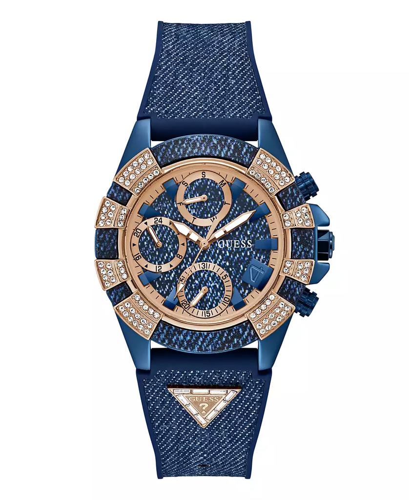 GUESS Women's Multi-Function Blue Denim/Silicone Watch 39mm