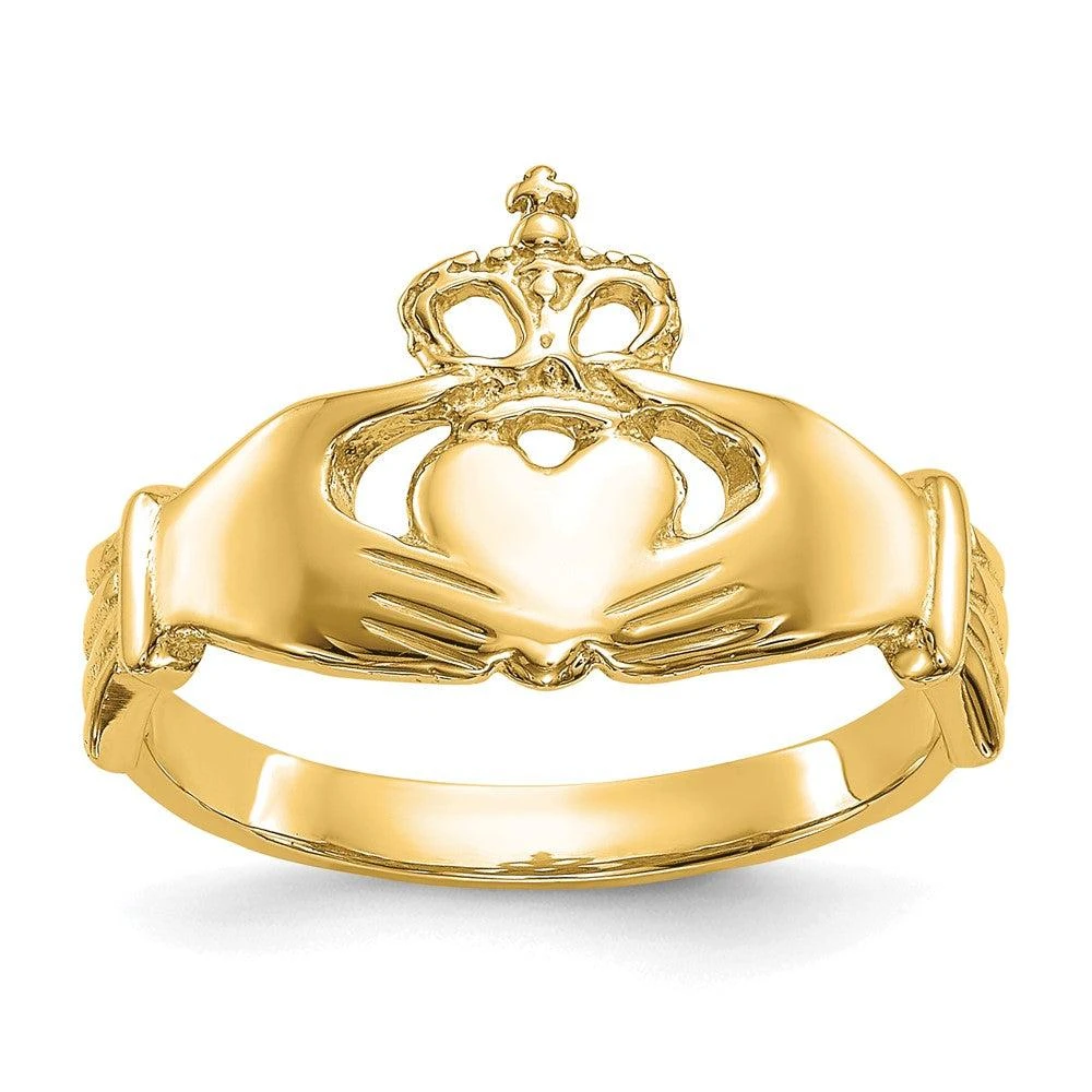 Diamond2Deal 14k Yellow Gold Polished Claddagh Ring 1