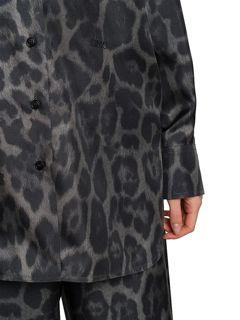 Stella McCartney Leopard Silk Button-Front Shirt 6