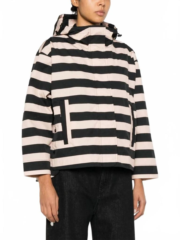 Psophia Striped Hooded Jacket In Black And Blush Stripe 2