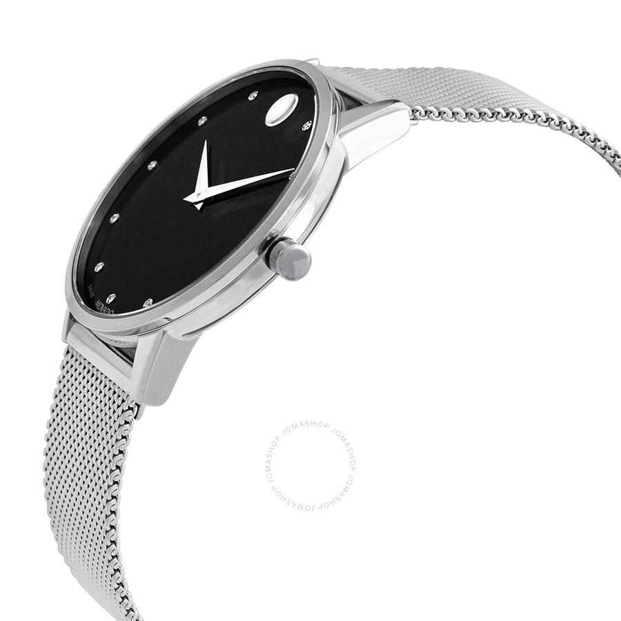 Movado Museum Quartz Diamond Black Dial Ladies Watch 0607511