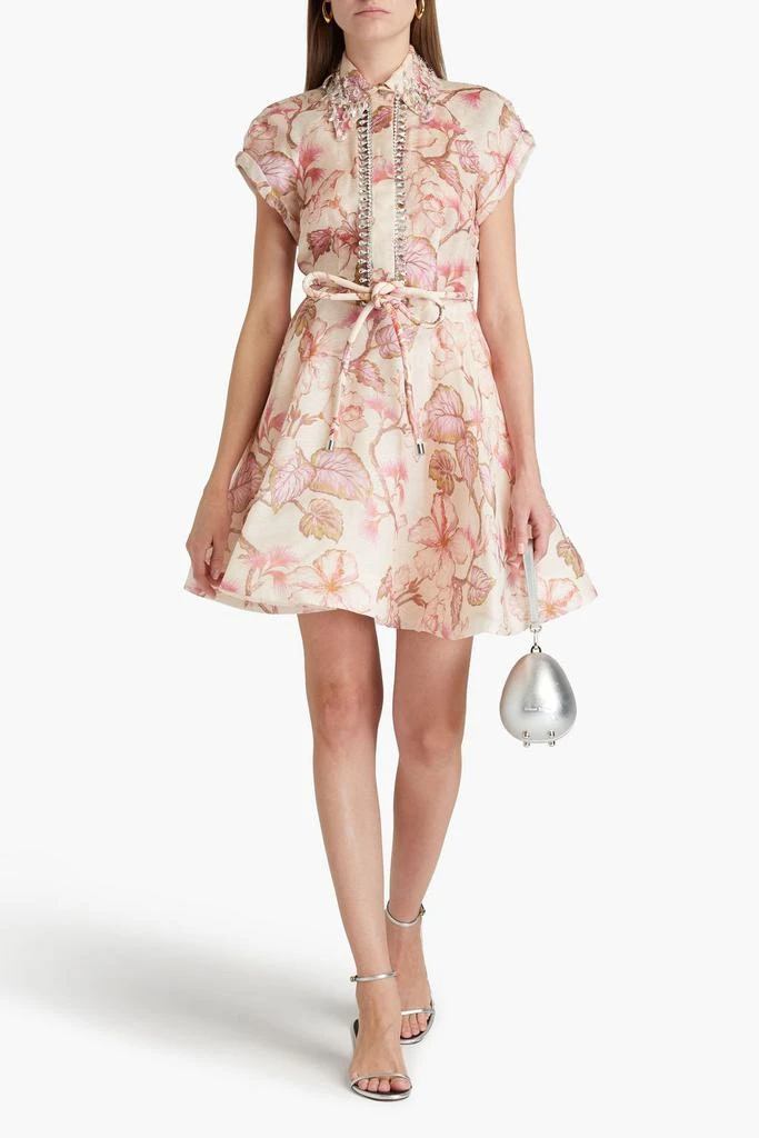 Zimmermann Crystal-embellished floral-print linen and silk-blend gauze mini dress 2