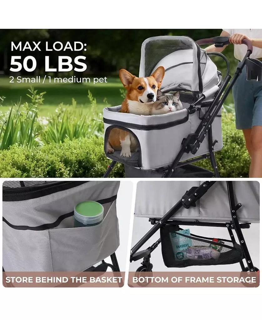 AOSTIRMOTOR All-Terrain Pet Stroller with 360° Rotating Wheels 
Detachable Carrier, 4-Wheel Foldable Travel System with Storage Bag 6