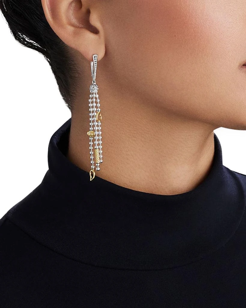 LAGOS 18K Yellow Gold 
Sterling Silver Caviar Icon Tassel Drop Earrings 2