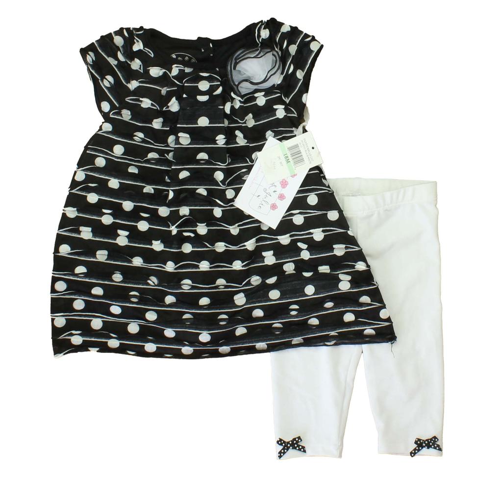 Pippa & Julie Girls Black | White Apparel Sets