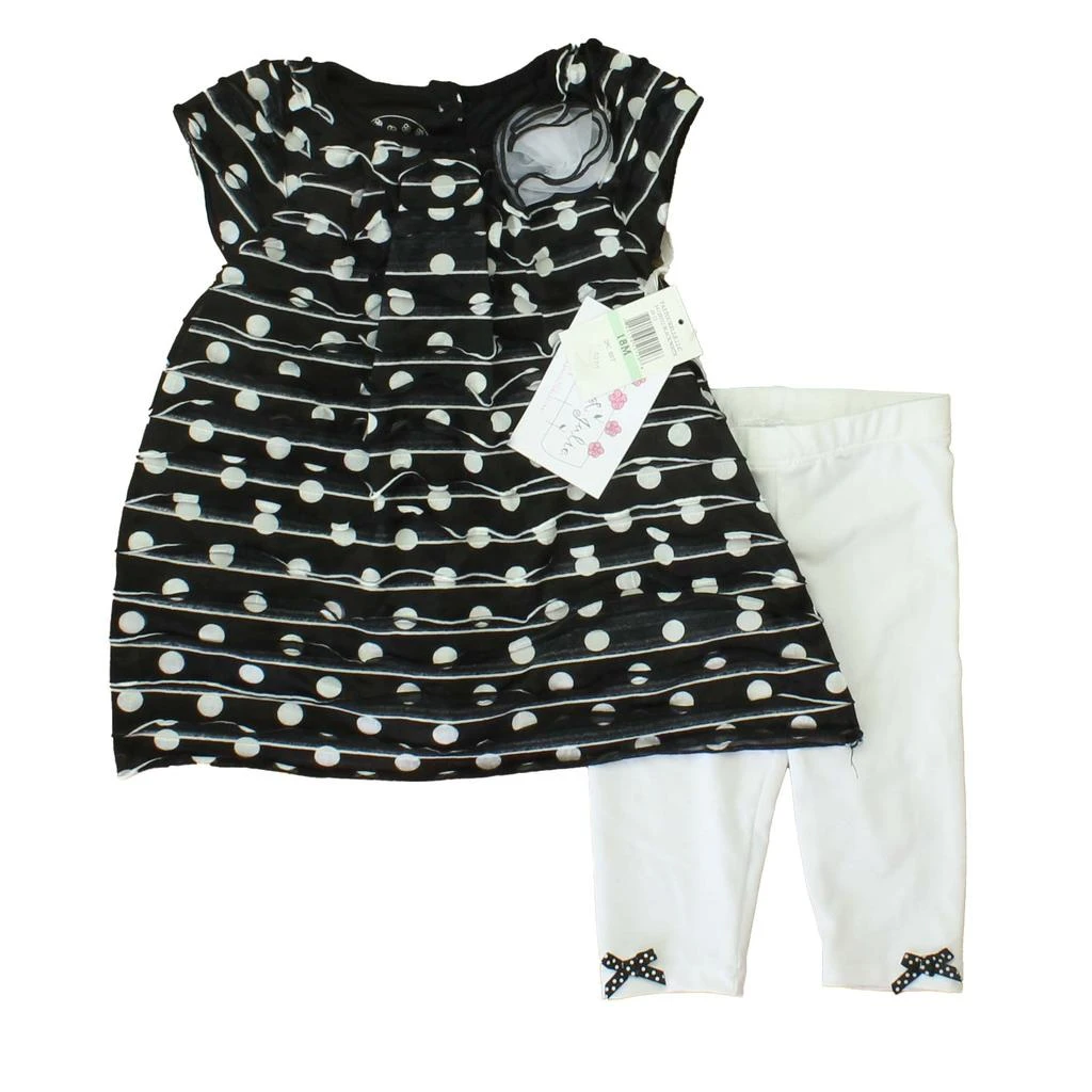 Pippa & Julie Girls Black | White Apparel Sets 1