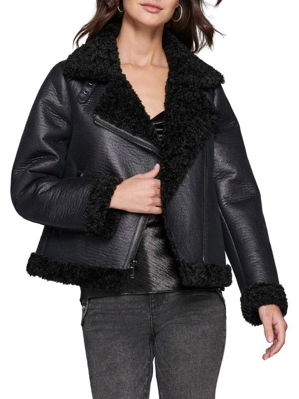 Karl Lagerfeld Paris Faux Shearling Trim Jacket 1