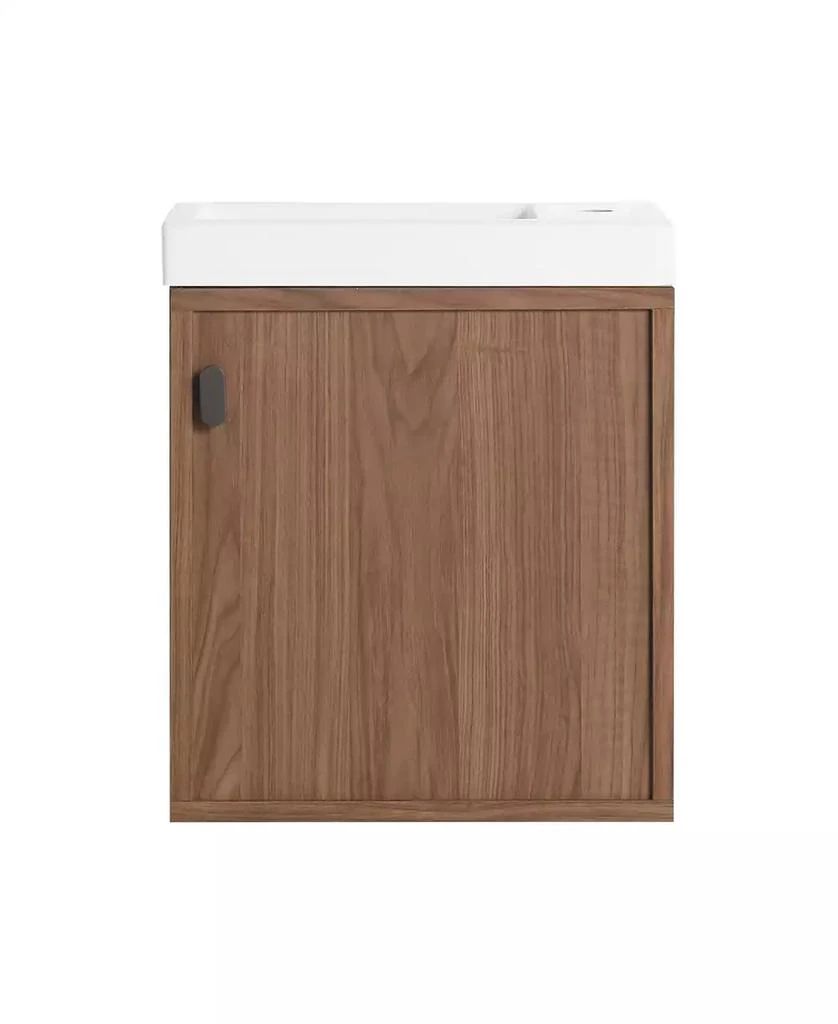 Streamdale Furniture 18.5" Wall-Mount Vanity, Resin Sink, Soft Close, Walnut 8