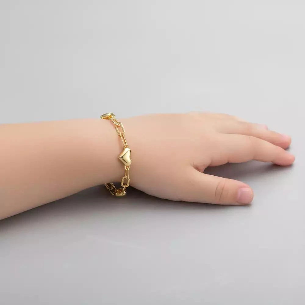 GiGiGirl 14k Gold Plated with Heart Link Chain Adjustable Bracelet 2