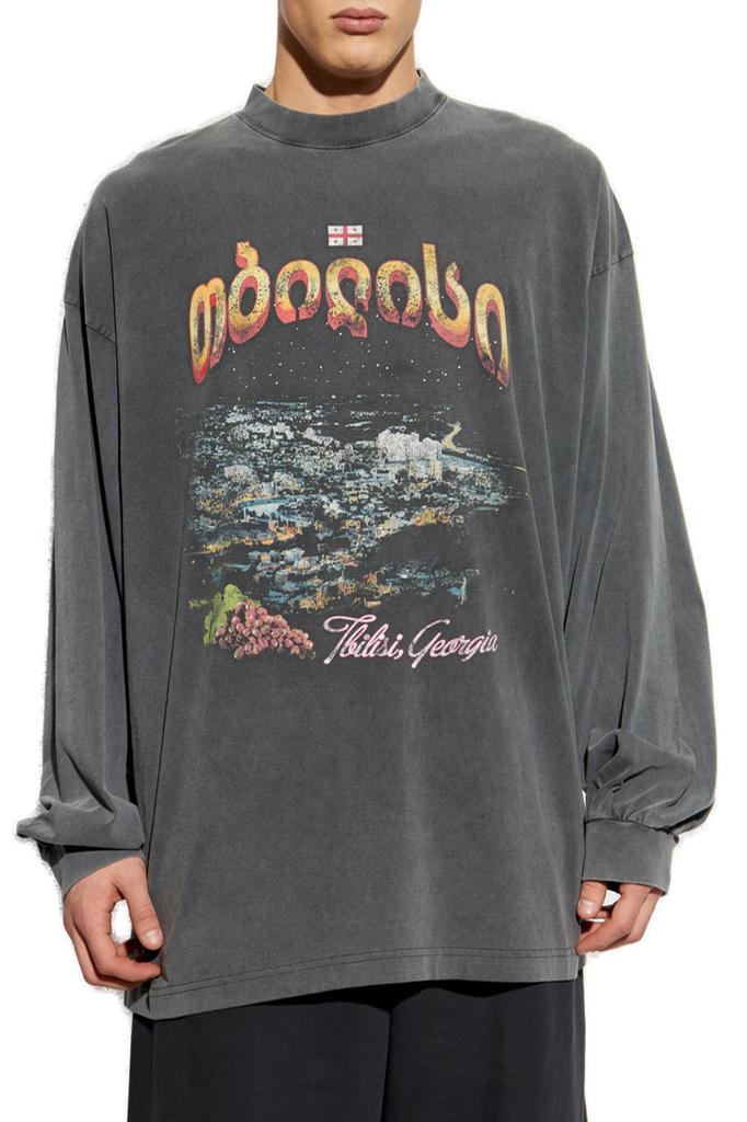 トップス BALENCIAGA tbilisi L/S Tee 4 Shop Balenciaga Tbilisi Long-Sleeved Large Fit T-Shirt on Sale at
