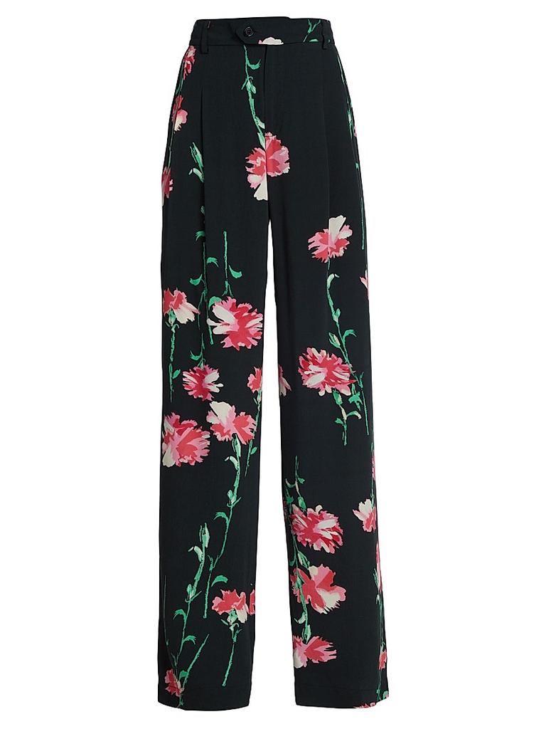 Libertine Cecil Beaton Pink Carnation Floral Silk Pants