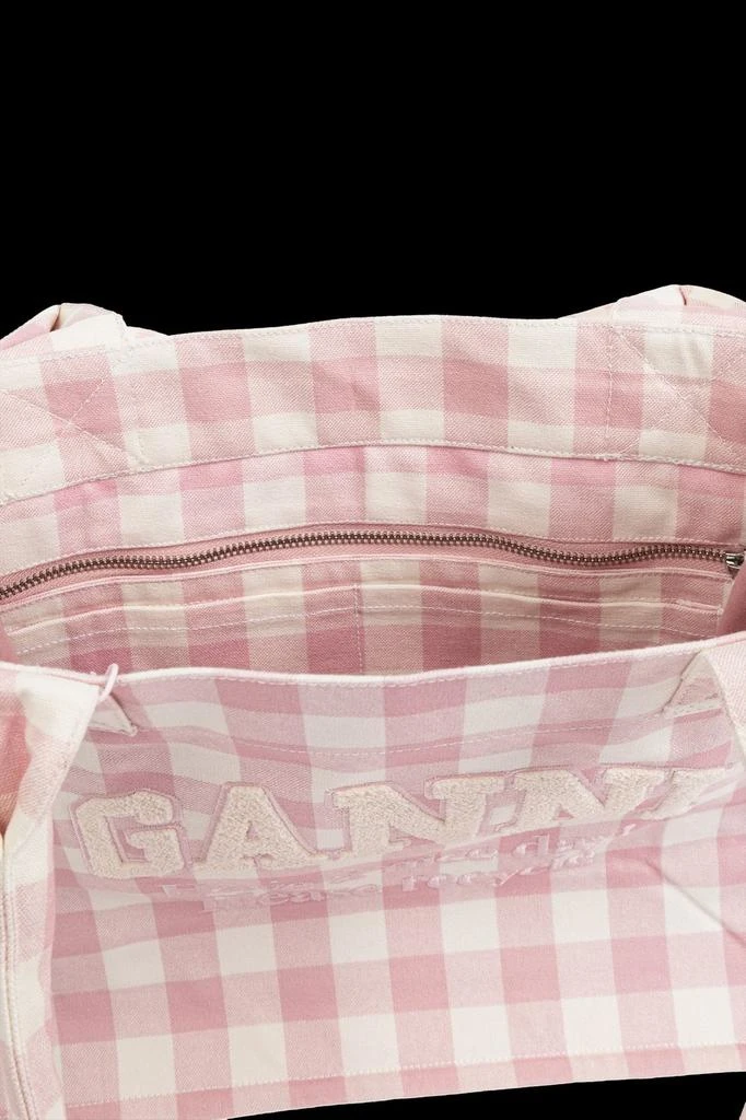 Ganni Ganni Checked Top Handle Tote Bag 4