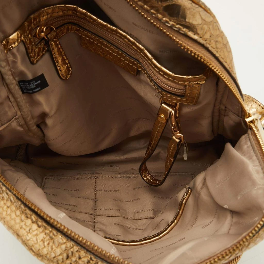 Michael Kors Michael Kors Metallic Gold Python Embossed Leather Small Rhea Backpack 9