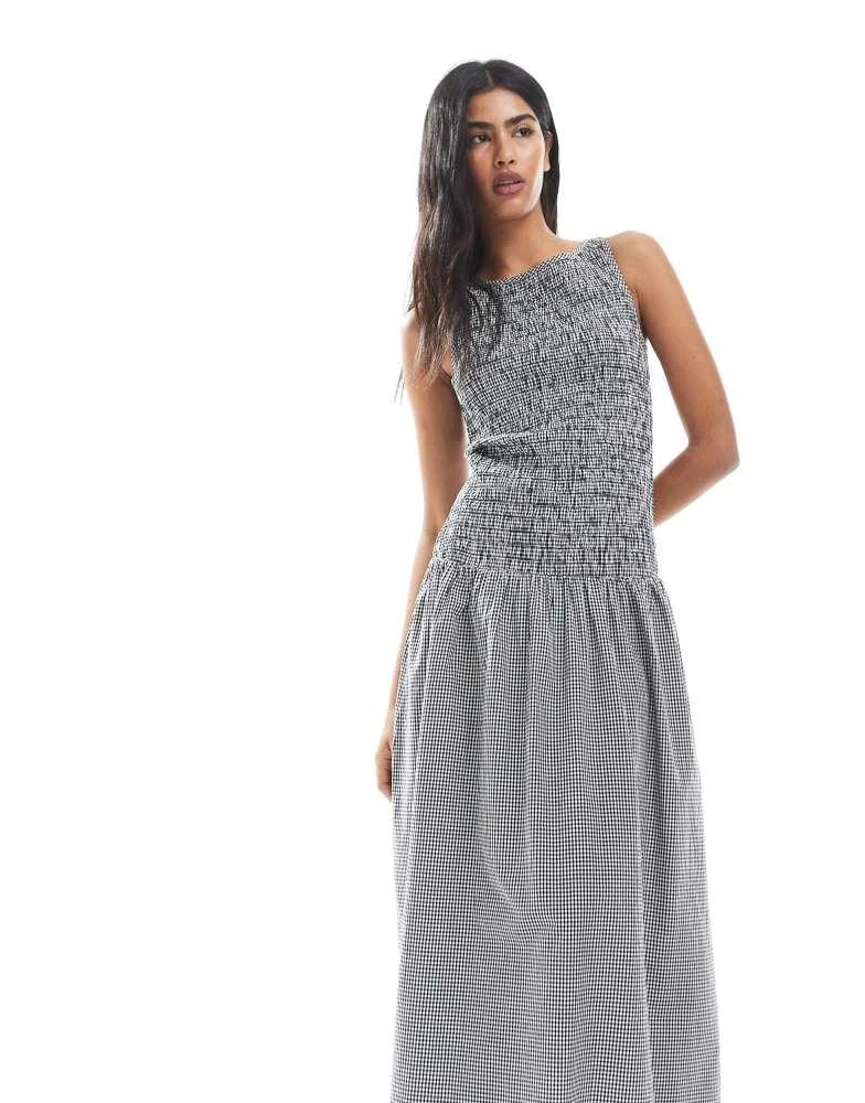 Shop ONLY dropped waist shirred maxi dress in black gingham on Sale at  BeyondStyle  Get Lowest price in three month ONLY dropped waist shirred  maxi dress in black gingham with Limited-Time