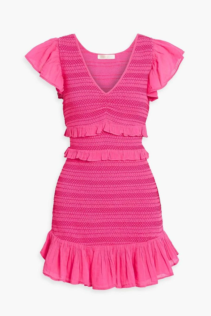 LOVESHACKFANCY Sonora smocked ruffled cotton-gauze mini dress 1