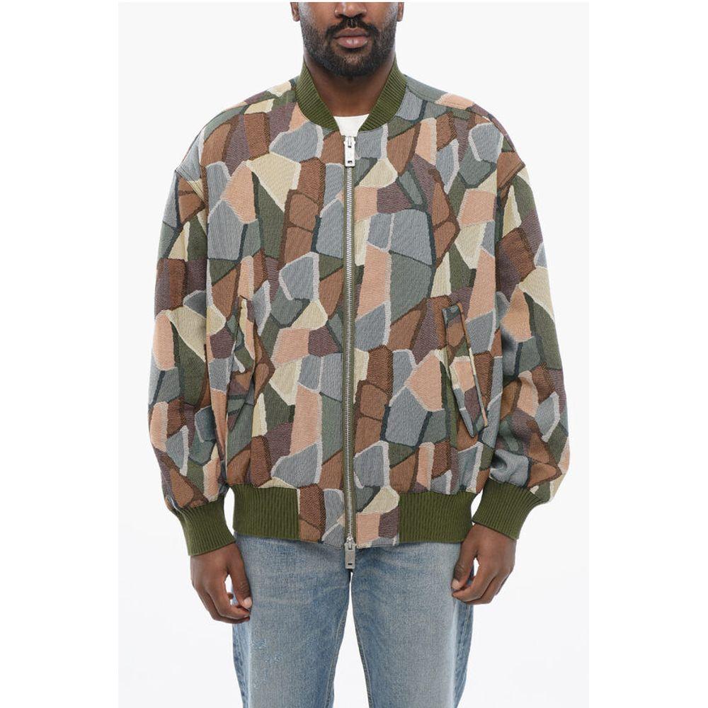 Armani EMPORIO Sustainable Cotton Blend Bomber Jacket with Men's Geometri