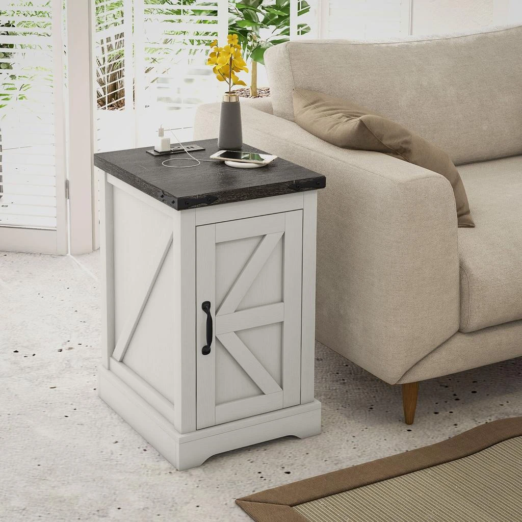 Hivvago Side Table with Built-In Charging Station 2