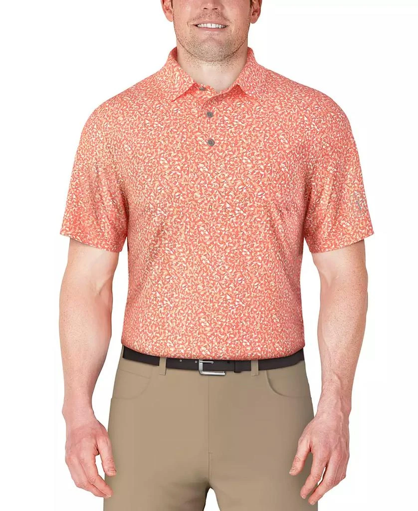 PGA TOUR Men's Short Sleeve Micro Geo Print Golf Polo Shirt 1