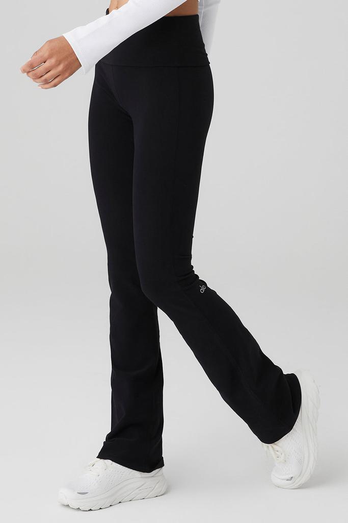 Alo Alosoft Foldover Bootcut Legging - Black - Pants - Free