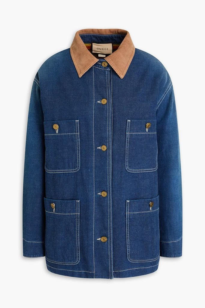 Gucci Corduroy-trimmed denim jacket 1