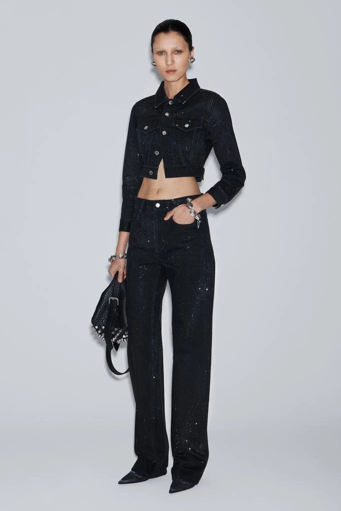Alexander Wang ez crystal rhinestone hotfix straight-leg jeans in cotton 3