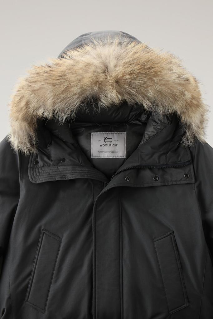Woolrich Polar Parka in Ramar Cloth with High Collar and Fur Trim - Men - Green