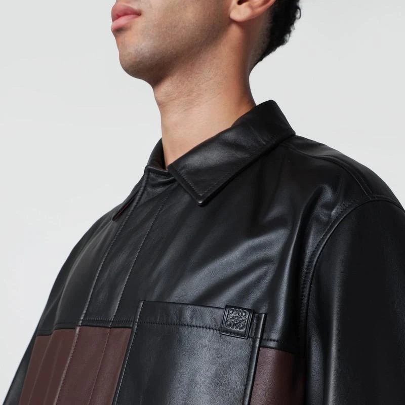 Loewe Black/burgundy leather overshirt 4