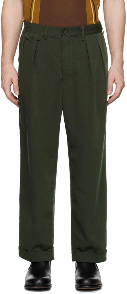 BEAMS PLUS Green 2 Pleats Trousers 1