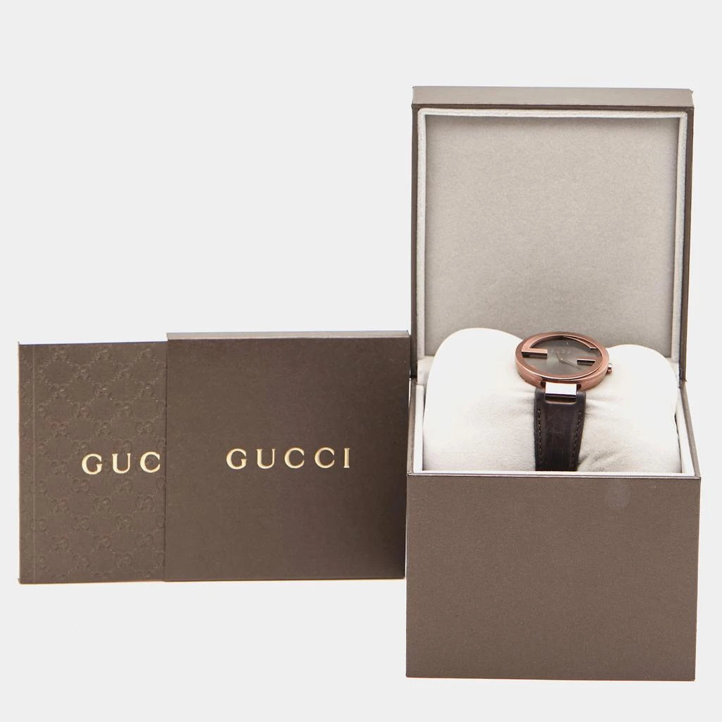 Gucci Gucci Slate Brown PVD Stainless Steel Leather Interlocking G YA133309 Women's Wristwatch 37 mm 8
