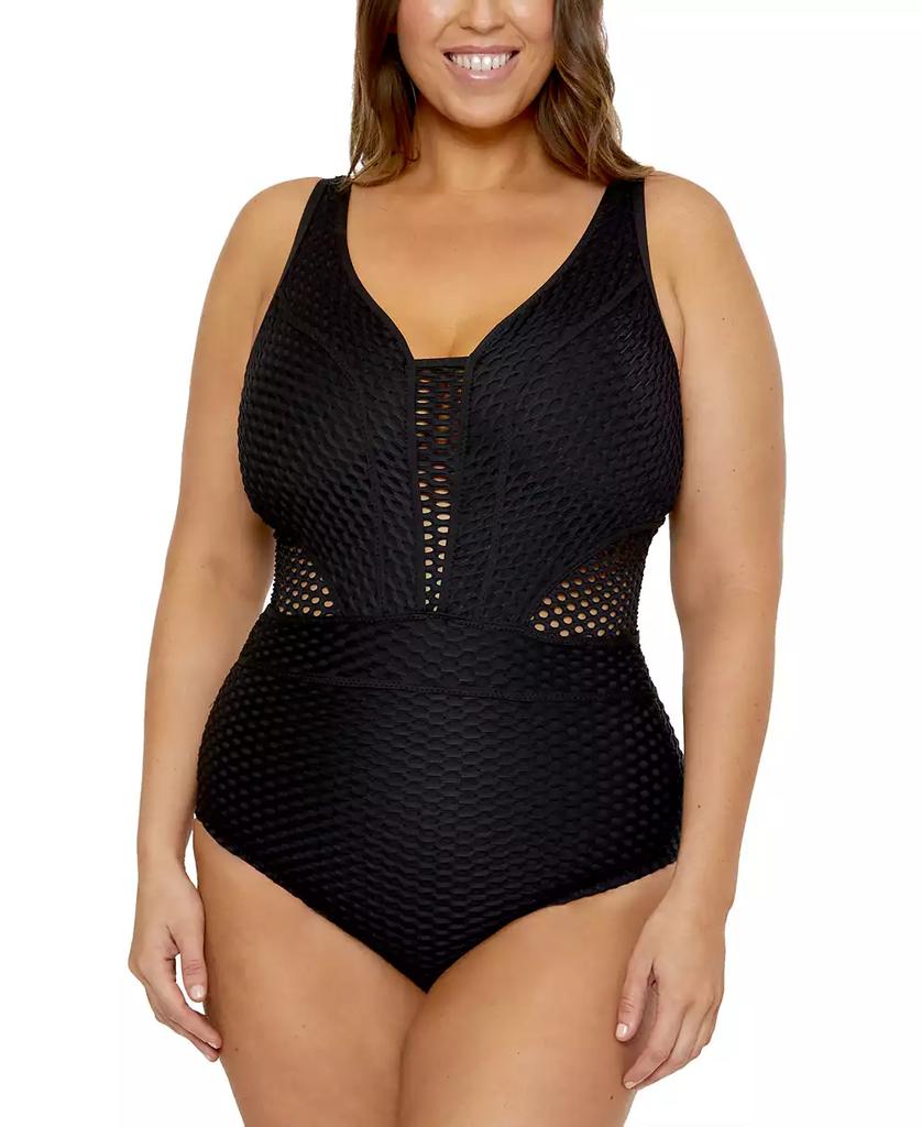 Becca Plus Size Castaway Textured One-Piece Swimsuit